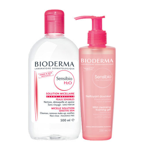 Bioderma Sensibio H2O 500 ml + Sensibio Gel Moussant Nettoyant Doux 200 ml