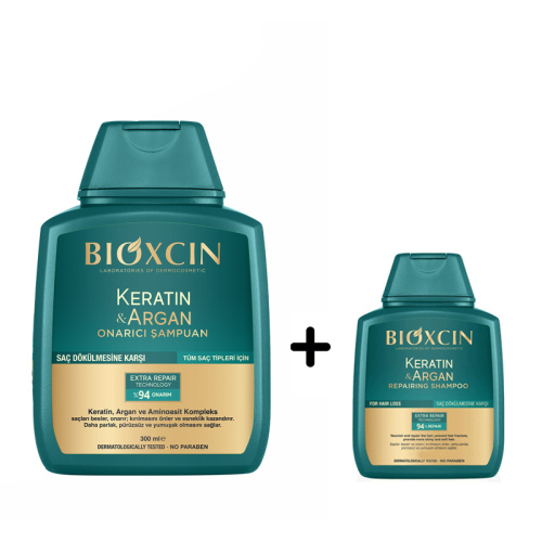 Bioxcin Keratin ve Argan Şampuan 300 ml - Keratin ve Argan Şampuan 100 ml HEDİYE