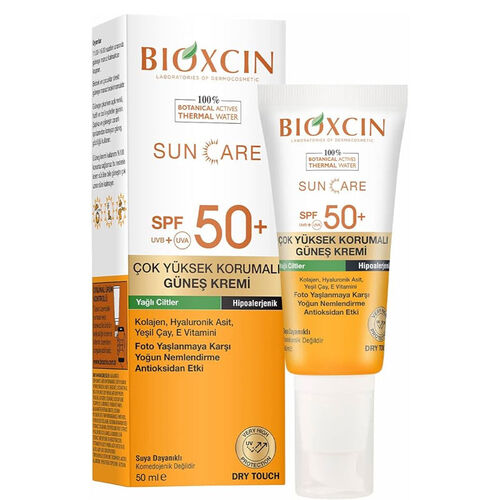 Bioxcin Sun Care მზისგან დამცავი კრემი ცხიმიანი კანისთვის Spf 50+ 50 მლ