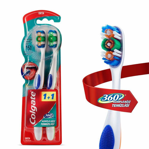 Colgate 360 ​​​​Complete Oral Cleaning Zahnbürste 1+1 – MITTEL