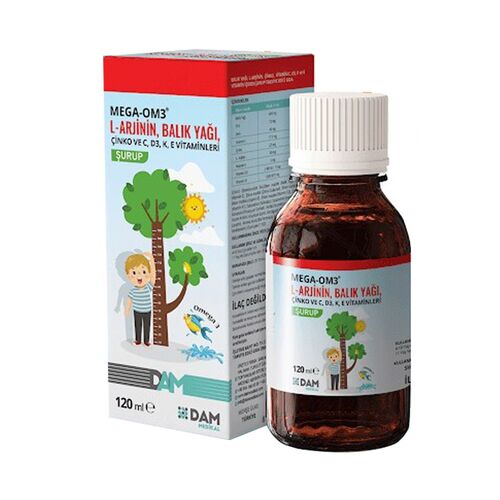 Dam L-Arginin Mega OM3 Balık Yağı Şurup 120 ml