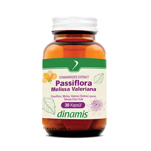 Dinamis Passiflora Melissa Valeriana-Extrakt mit Nahrungsergänzungsmittel, 30 Kapseln