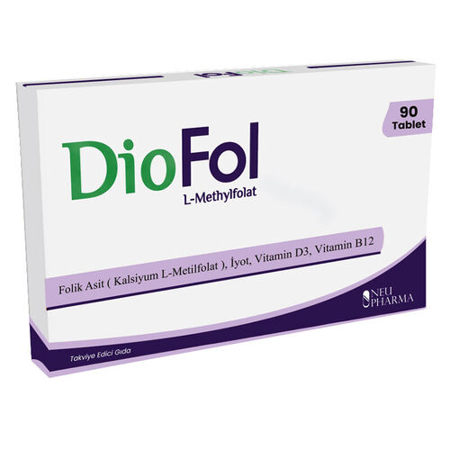 Diofol Acide Folique - Complément Alimentaire Contenant de la Vitamine D3 90 Comprimés