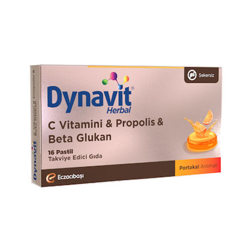Eczacıbaşı Dynavit Herbal C Vitamini - Propolis ve Beta Glukan İçerikli Pastil 16 Adet