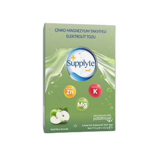 EnaFarma Supplyte Çinko Magnezyum Takviyeli Elektrolit Saşe Elma Aromalı 8 Adet