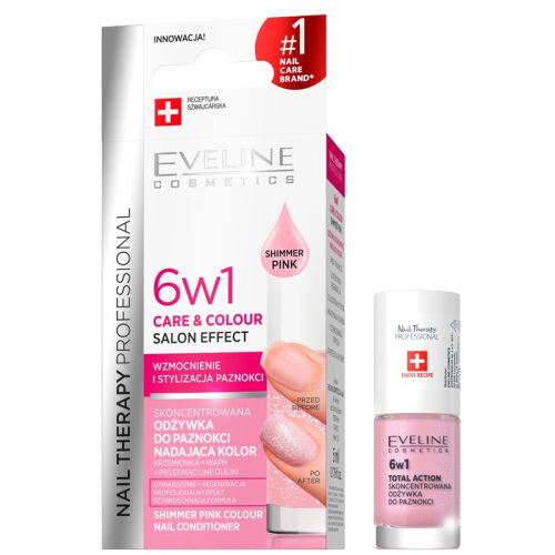 Eveline Cosmetics 6w1 Care&Colour Salon Effect 5 ml - Shimmer Pink