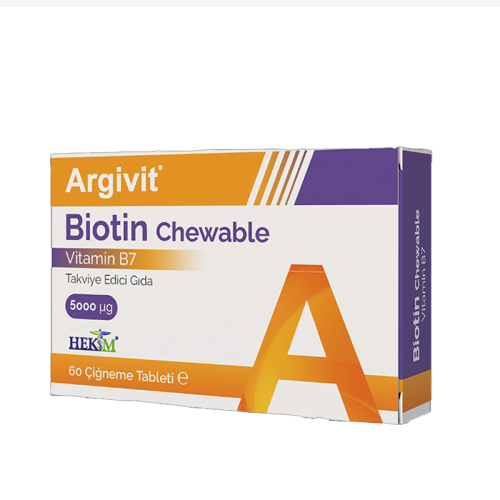 Hekim İlaç Argivit Biotin Chewable Takviye Edici Gıda 60 Tablet
