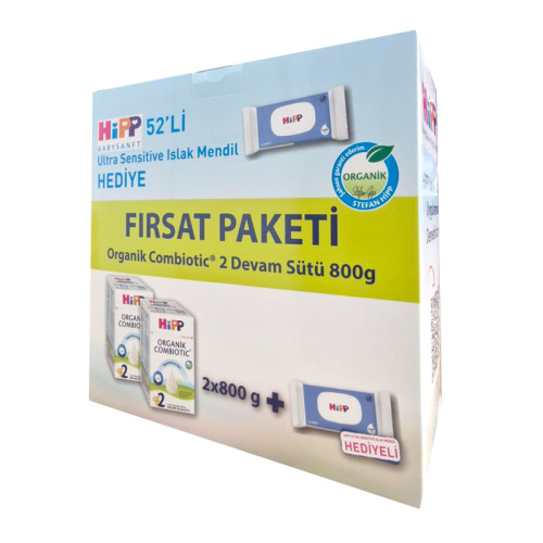 Hipp Organik Combiotic Devam Sütü 2 2x800 gr Islak Mendil HEDiYE