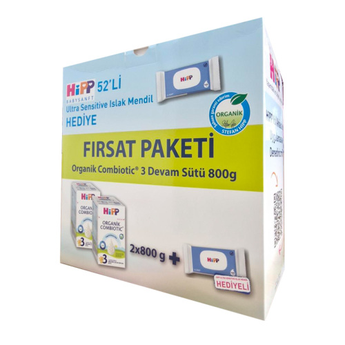 Hipp Organik Combiotic Devam Sütü 3 2x800 gr Islak Mendil 2li HEDİYE