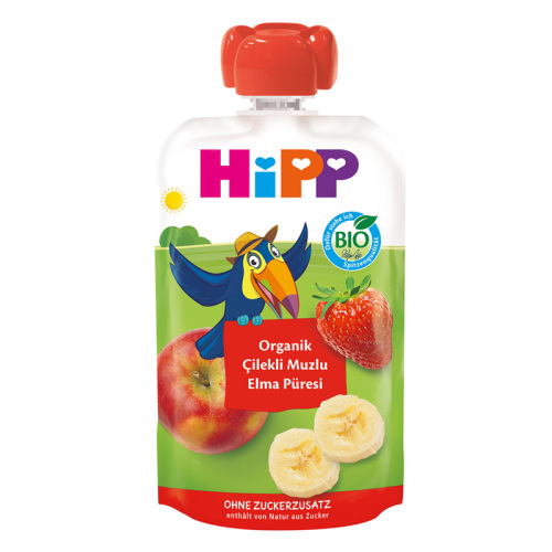 Hipp Organik Çilekli Muzlu Elma Püresi 100 gr