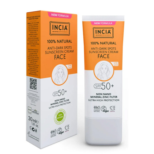 INCIA %100 Doğal Spf 50 Leke Karşıtı Yüz Kremi 30 ml