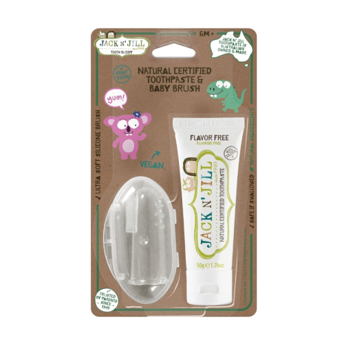 Jack and Jill Silikon Parmak Fırça + Doğal Aromasız Diş Macunu 50 gr