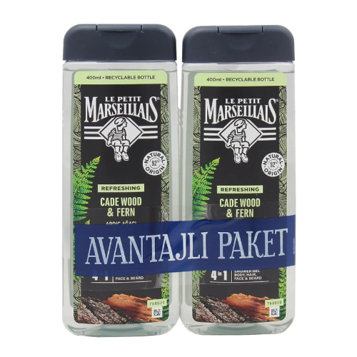 Le Petit Marseillais Men Ardıç Ağacı ve Füjer Duş Jeli 400 ml x 2
