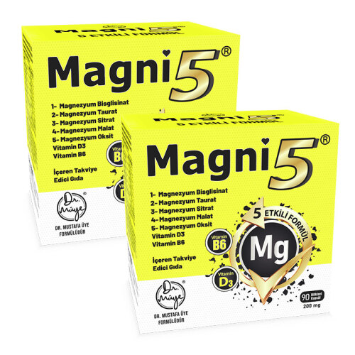 Magni5 Magnezyum Vitamin D3 B6 İçeren Takviye Edici Gıda 2 x 90 Kapsül