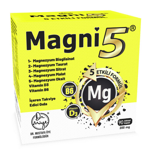 Magni5 Magnezyum Vitamin D3 B6 İçeren Takviye Edici Gıda 90 Kapsül