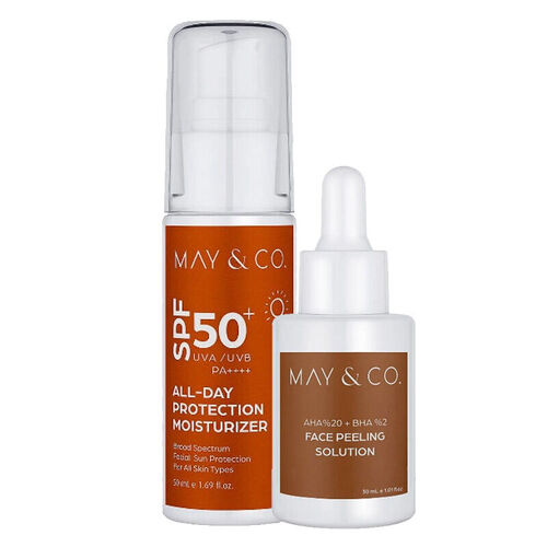 May Co Cilt tonu eşitleyici Peeling Serum + SPF 50 Güneş Koruyucu Bakım Seti