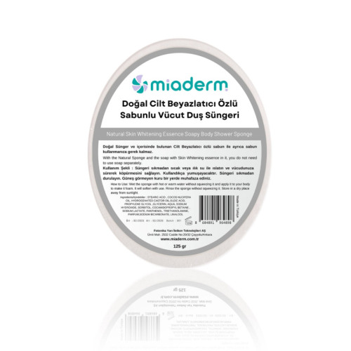 Miaderm Doğal Cilt Beyazlatıcı Özlü Sabunlu Duş Süngeri 125gr