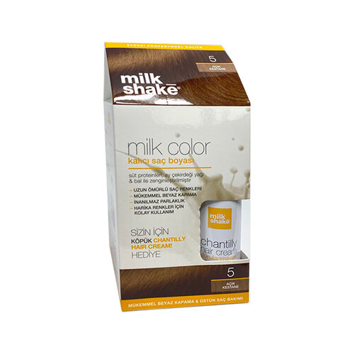 Milk Shake Milk Color მუდმივი თმის საღებავი 5 - ღია წაბლისფერი - ქაფი საჩუქარი