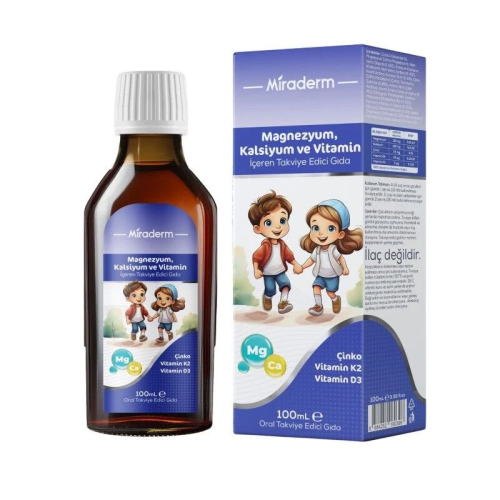 Miraderm Magnezyum Kalsiyum ve Vitamin İçeren Takviye Edici Gıda 100 ml
