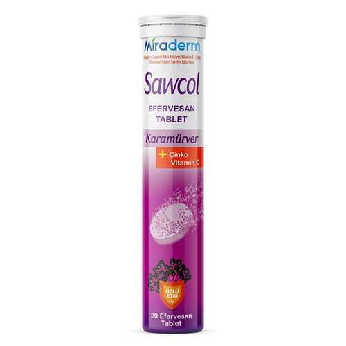 Miraderm Sawcol Karamürver + Çinko C Vitamini 20 Efervesan Tablet