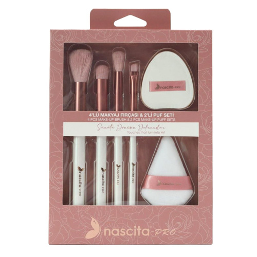 Nascita 4lü Makyaj Fırçası ve 2li Puf Seti - 161