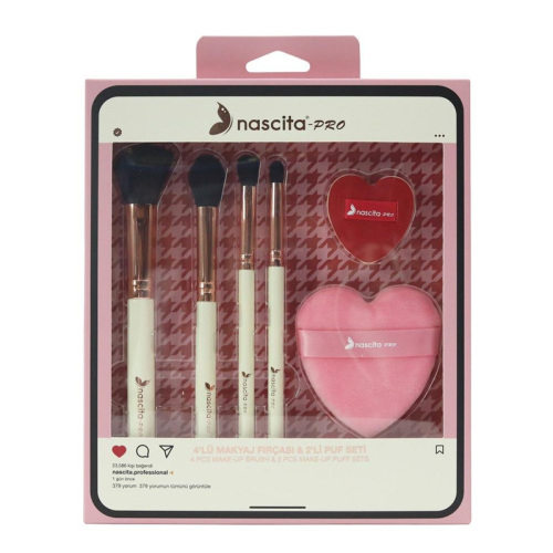 Nascita 4lü Makyaj Fırçası ve 2li Puf Seti 163