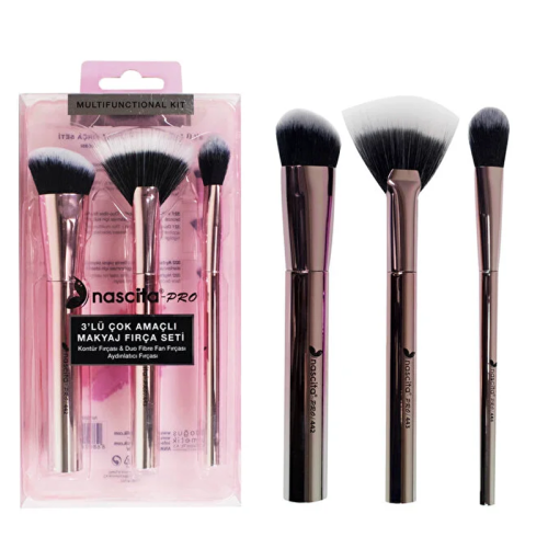 Nascita Pro Metalik Çok Amaçlı Makyaj Fırça Seti 3lü -103