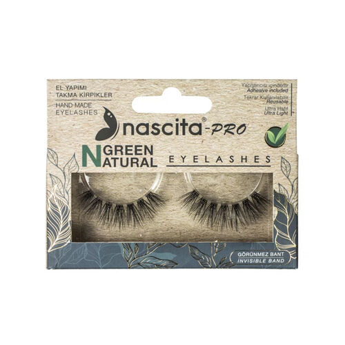 Nascita-Pro Зеленые натуральные накладные ресницы - 113