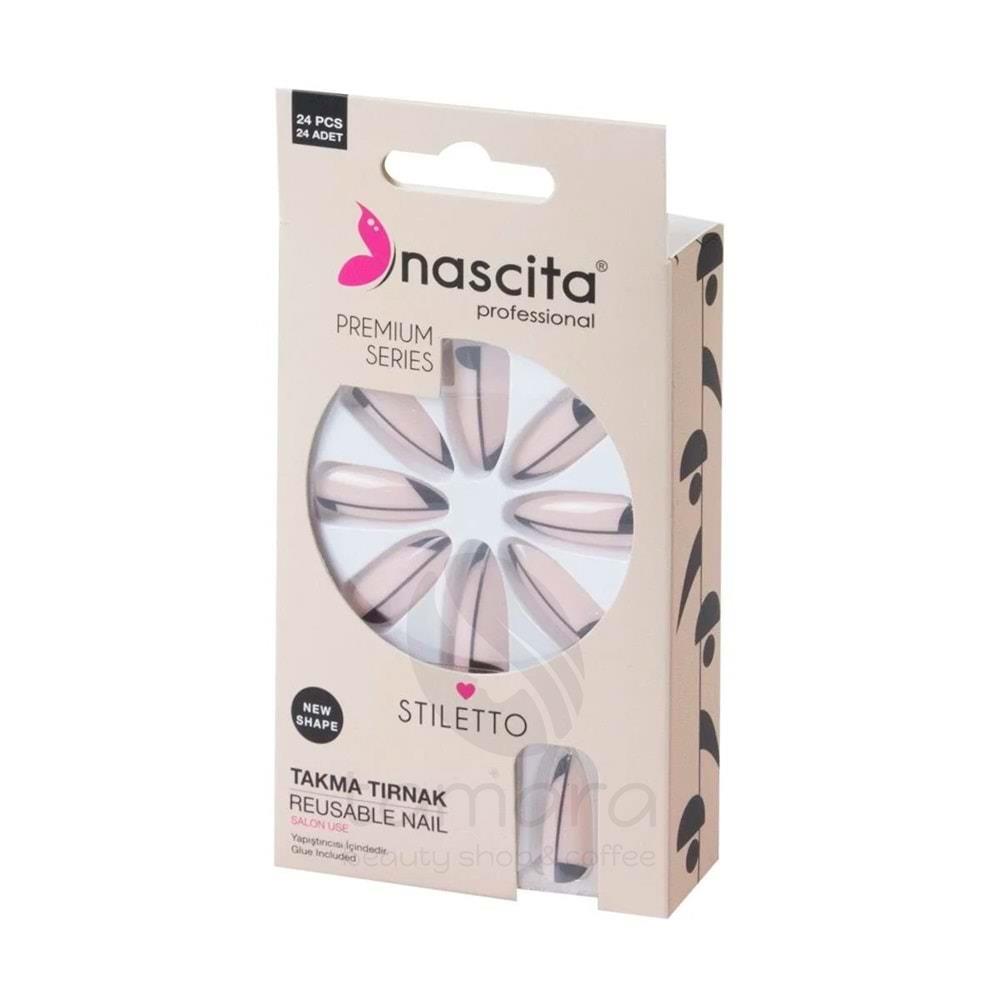 NASNAIL00187 24 LÜ RENKLİ TAKMA TIRNAK STILETTO