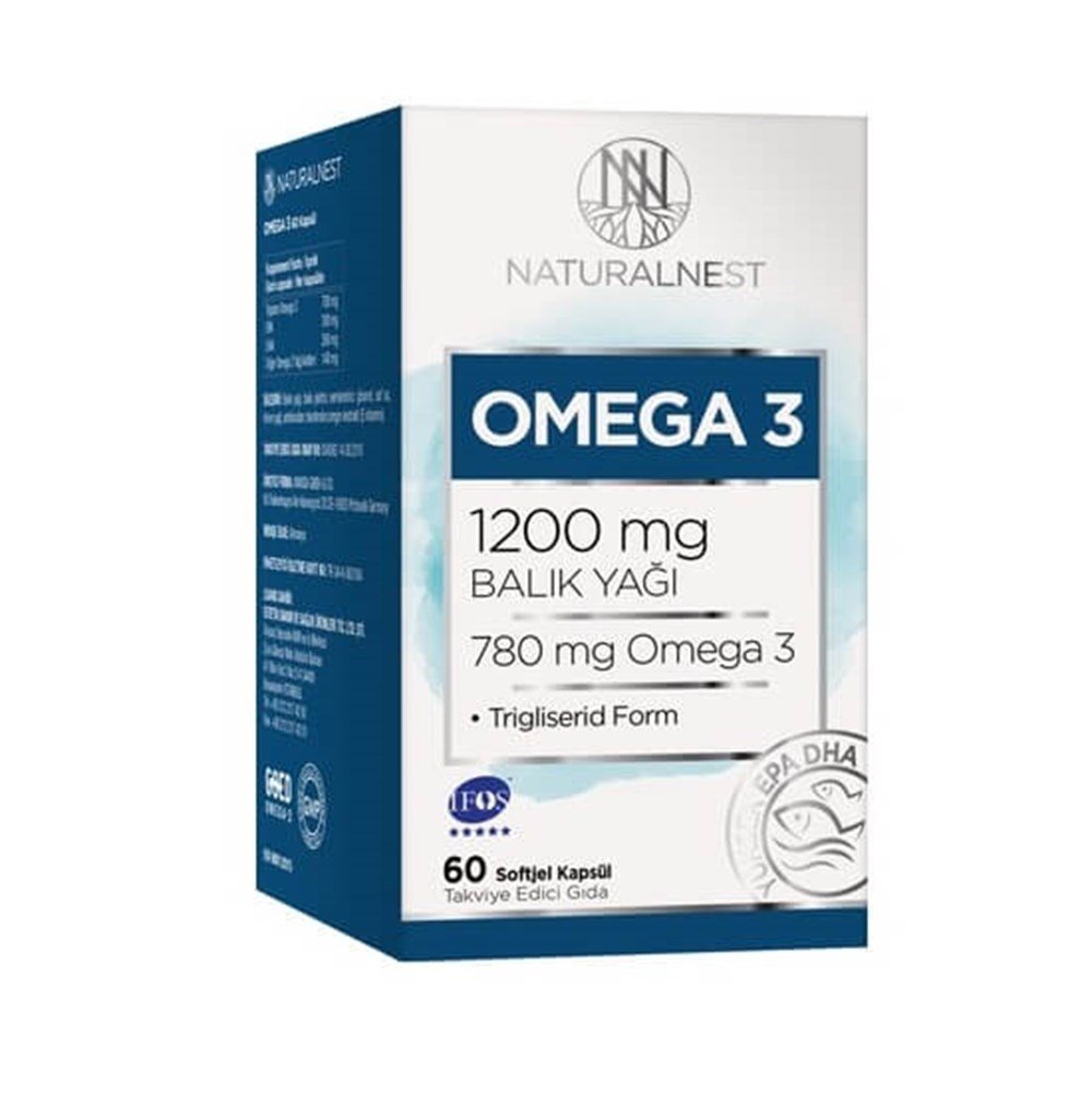 Naturalnest Omega 3 1200 mg Fischöl 60 Softgel-Kapseln
