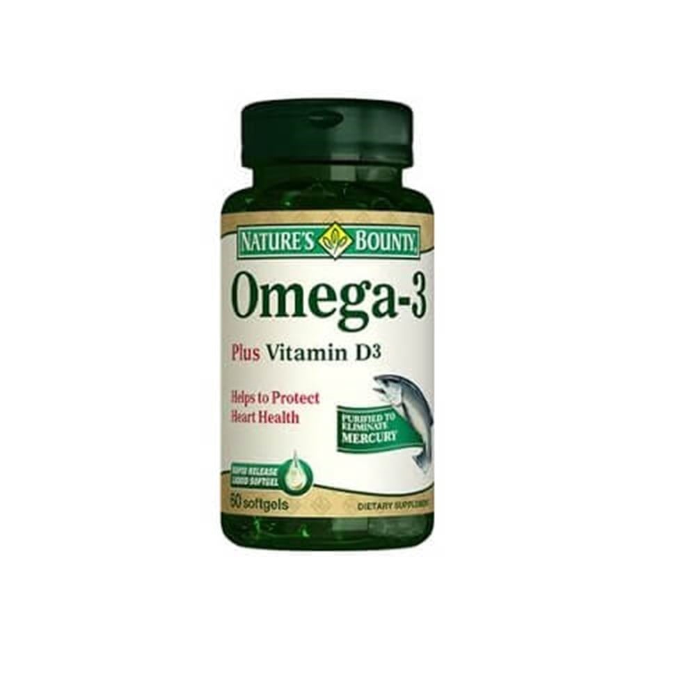 Nature\'s Bounty Omega-3 Plus Vitamin D3 60 Weichkapseln