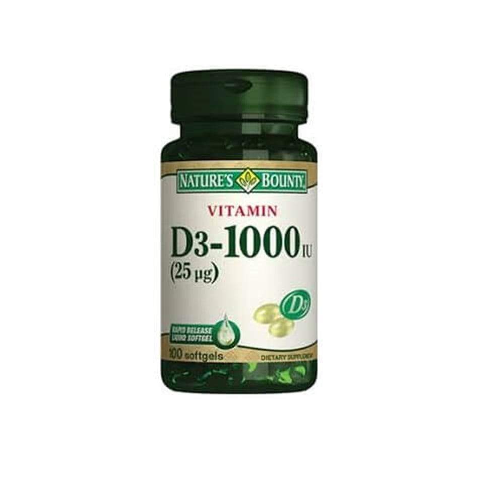 Nature\'s Bounty Vitamine D3 1000 UI 100 Capsules Molles