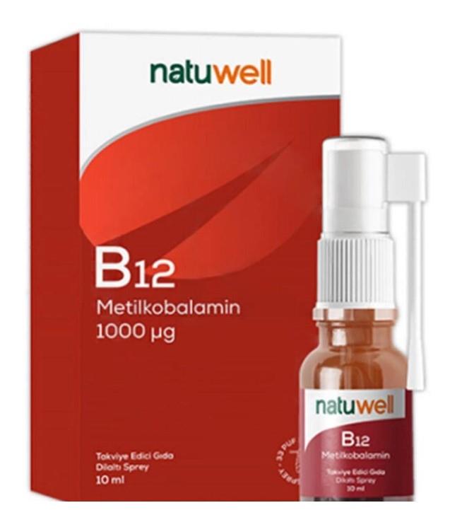 Natuwell B12 1000 ug Takviye Edici Gıda Dilaltı Sprey 10 ml