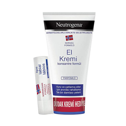 Neutrogena Parfümlü El Kremi 75 ml + Dudak Kremi 4,8 g HEDİYE