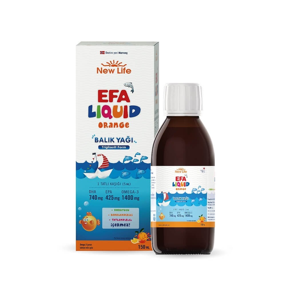 New Life Efa Flüssiges Fischöl mit Orangengeschmack 150 ml