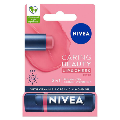 Nivea Caring Beauty Rose SPF30 Dudak Bakım Kremi 4.8 gr