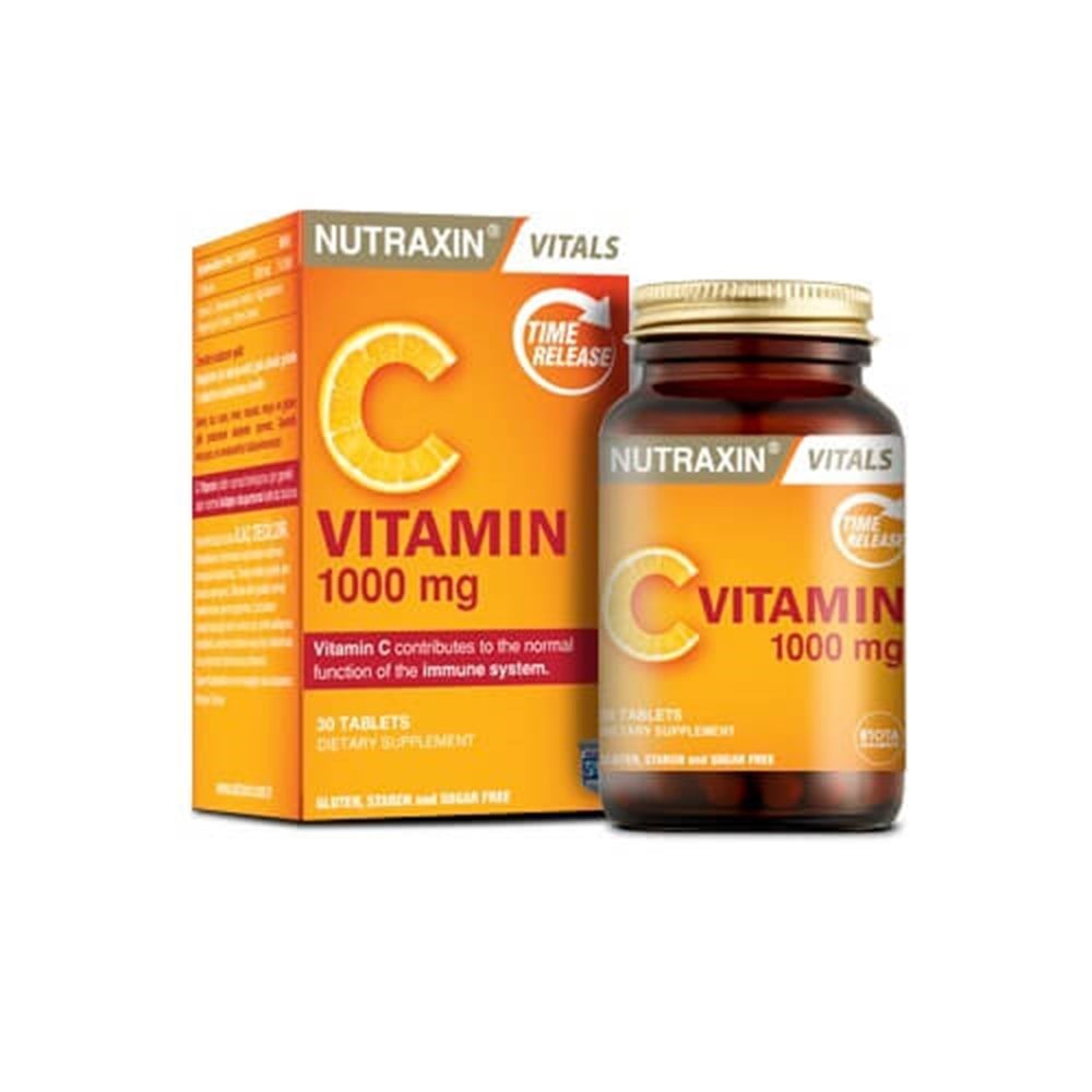 Nutraxin Vitamin C 1000 mg, zeitverzögerte Freisetzung, 30 Tabletten