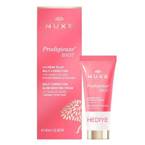 Nuxe Creme Prodigieuse Boost Glow Boosting Cream 40 ml Night Recovery Oil Balm 15 ml HEDİYE (Promosyon Ürünü)