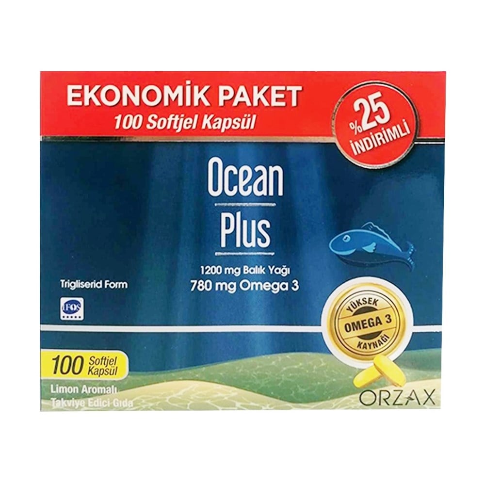 Ocean Plus 1200 мг рыбьего жира 100 капсул
