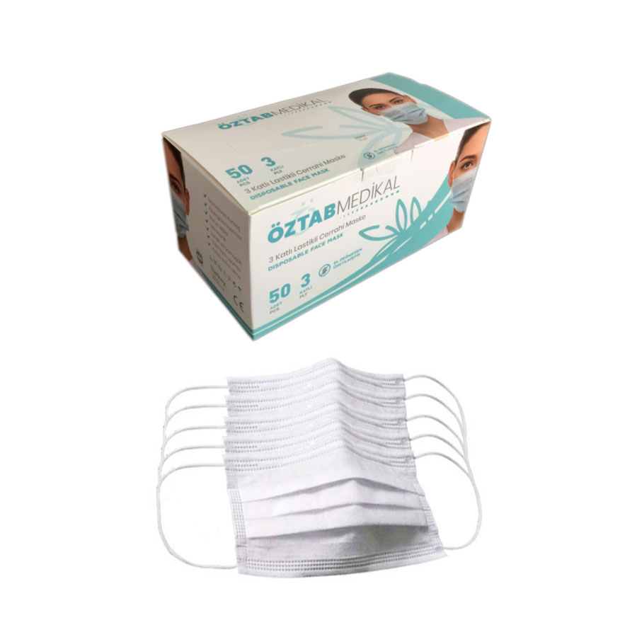 Öztab Cerrahi Maske 50Li Paket Beyaz