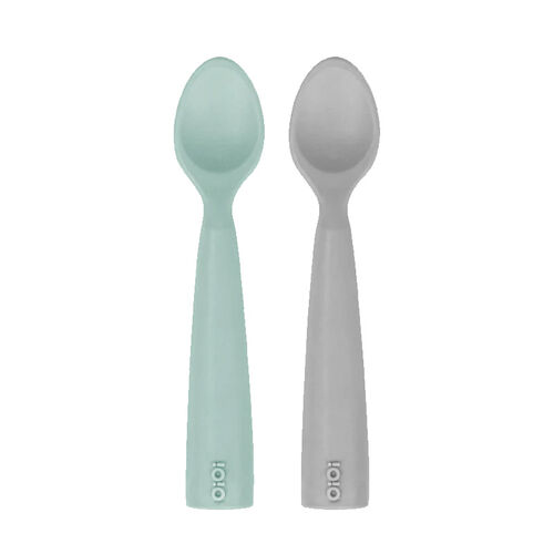 OiOi Silikon Nam Nam Mama Kaşığı 6 Ay+ 2 Li - River Green - Powder Gray