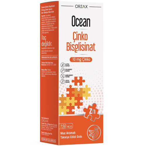 Orzax Ocean Çinko Bisglisinat 10 mg 150 ml - Muz Aromalı