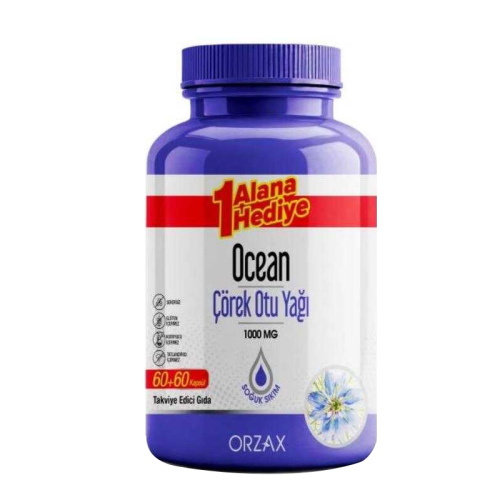 Orzax Ocean Çörek Otu Yağı 1000 mg 60 Kapsül x 2 Adet