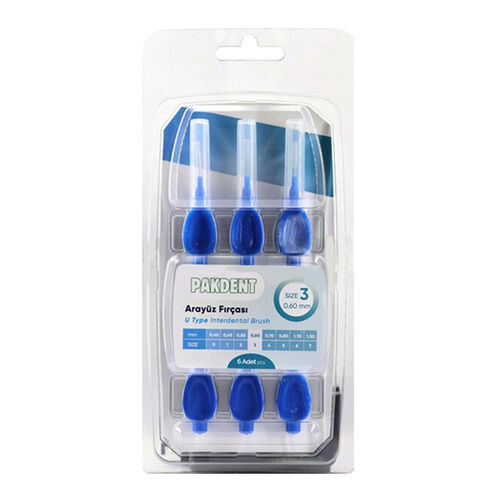 Pakdent Arayüz Fırçası Mavi 0,60mm 6 Adet