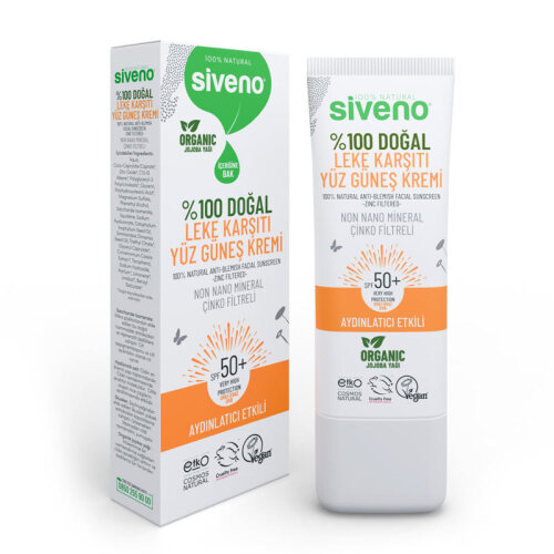 Siveno %100 Doğal Leke Karşıtı Spf 50 Yüz Güneş Kremi 30 ml