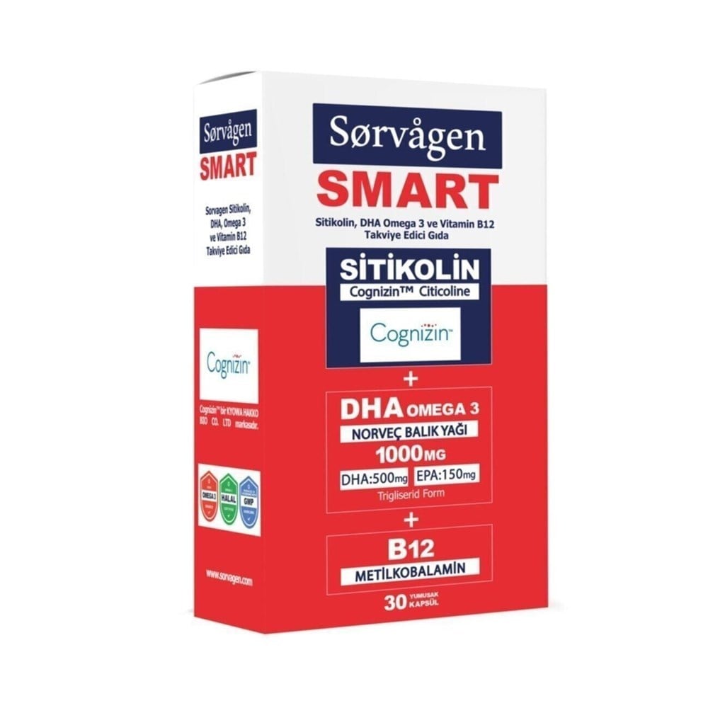 Sorvagen Smart Citicoline DHA Omega 3 B12 30 Capsules