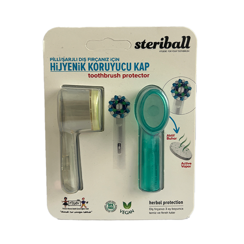 Steriball Pilli veya Şarjlı Diş Fırçaları İçin Hijyenik Diş Fırçası Kabı - Siyah ve Açık Mavi