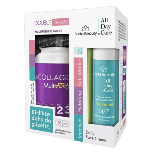 Suda Collagen Double Beauty Multiform 90 Tablet+ Daily Face Cream 50 ml