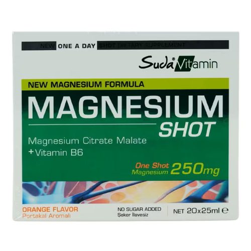 Suda Vitamin Magnesium Shot Portakal Aromalı 20 x 25ml