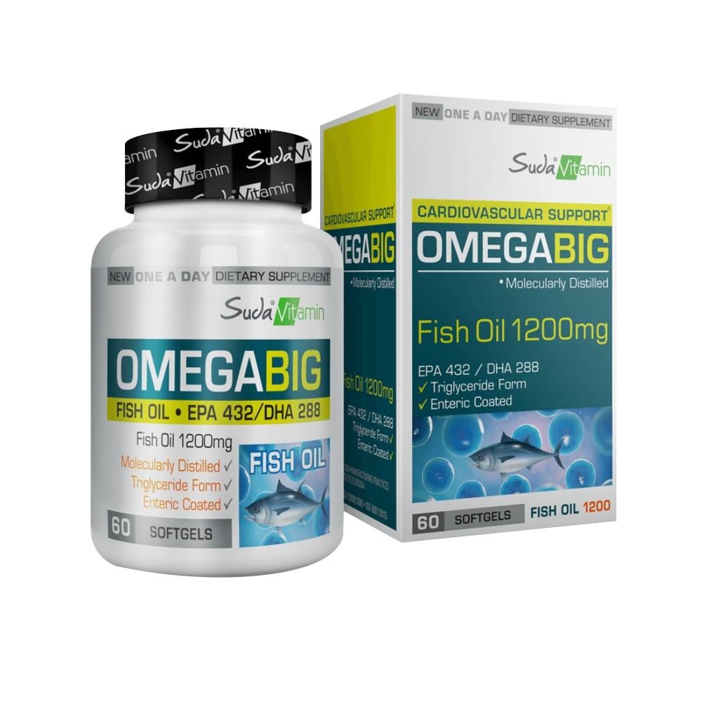 Витамин Omegabig рыбий жир в воде, 1200 мг, 60 мягких желатиновых капсул